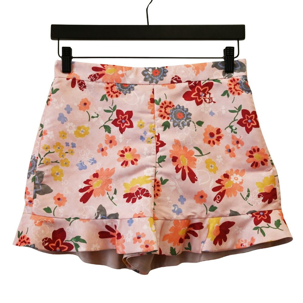 Red Valentino Floral Print Ruffled Shorts Size 40 Approx US 4